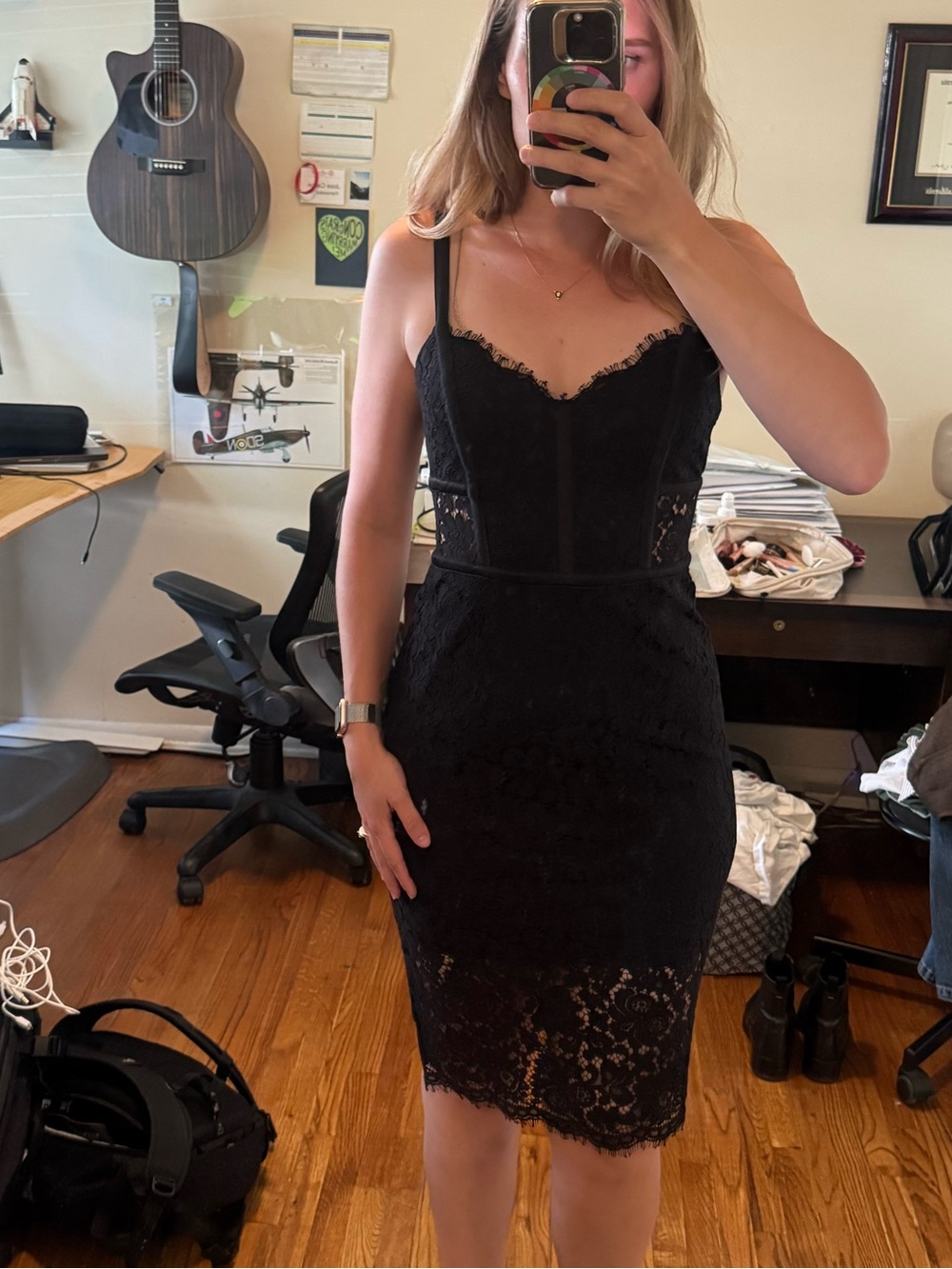 Express Black Lace Bustier Corset Midi Bodycon Dress 2 like new